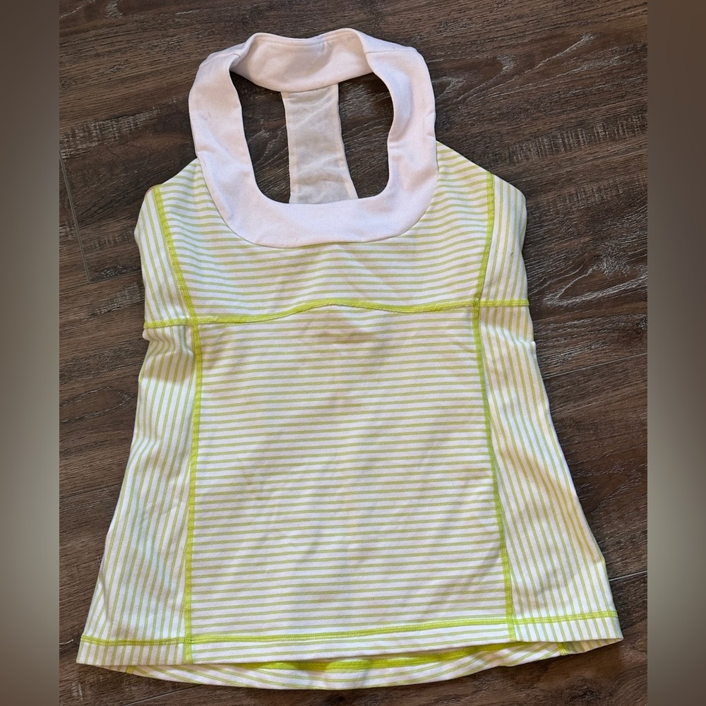 lululemon athletica White and Yellow Striped Tank Top